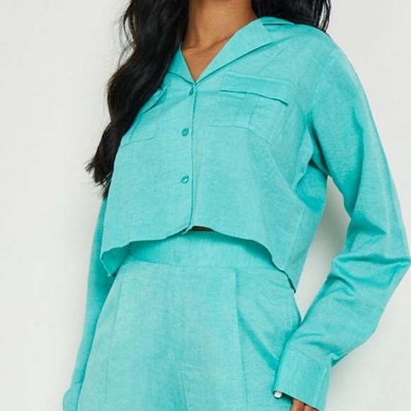 Boohoo TALL Linen-Like Oversized Utility Shirt - Picture 3 of 5
